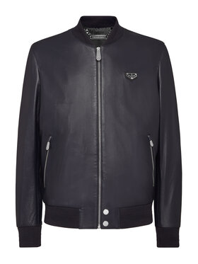 PHILIPP PLEIN PHILIPP PLEIN Kožená bunda 9485 Světle modrá Regular Fit