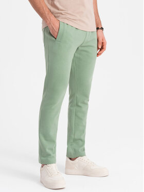 Ombre Ombre Spodnie dresowe OM-PABS-0206 Zielony Regular Fit