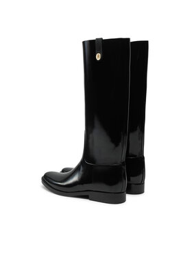 Tommy Hilfiger Gumijasti škornji Th Stud Rubber Long Rainboot FW0FW08185 Črna