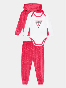 Guess Guess Komplet bluza, body i spodnie dresowe H3BW01 KA2X0 Różowy Regular Fit
