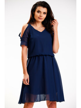 Awama Awama Sukienka letnia A572 Granatowy Basic Fit