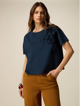 Oltre Oltre T-Shirt G007J004362N034 Niebieski Boxy Fit