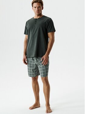 Atlantic Atlantic Piżama Classic Check Khaki