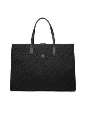 Tommy Hilfiger Tommy Hilfiger Дамска чанта Th City Tote Mono Nylon AW0AW18163 Черен