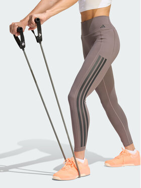 adidas adidas Legginsy Optime Workout 3-Stripes 7/8 Brązowy Fitted Fit