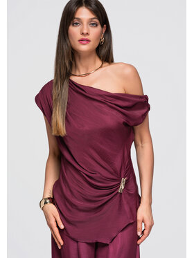 Ombre Ombre Bluzka OW-TS-E0053 Fioletowy Loose Fit