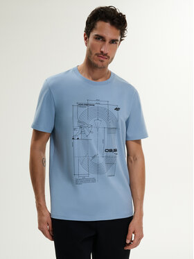 4F 4F T-Shirt MONOCHROME MOVEMENT Niebieski jasny Regular Fit