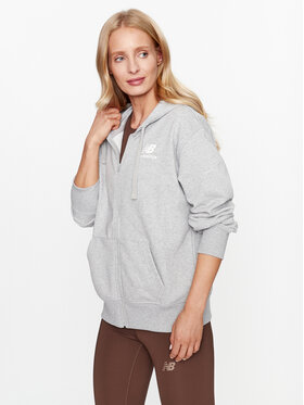 New Balance New Balance Суитшърт NB Essentials Stacked Logo Full Zip Hoodie WJ31530 Сив Regular Fit