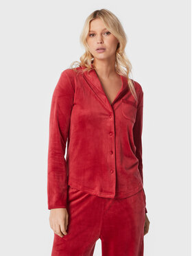 Triumph Triumph Koszula piżamowa Mix & Match Velour 10213389 Czerwony Boyfriend Fit