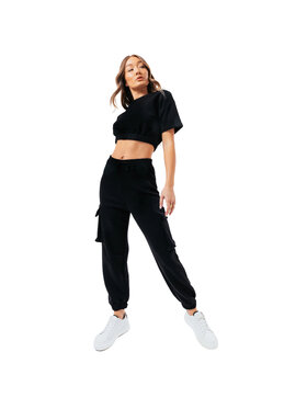 HYPE HYPE Spodnie dresowe Justhype Sweat Crop T-Shirt-Cargo Joggers Czarny Regular Fit