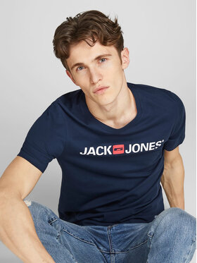 Jack&Jones Majica Corp Logo 12137126 Mornarsko Modra Slim Fit