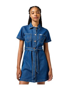Wrangler Wrangler Sukienka jeansowa 112362332 Niebieski Regular Fit