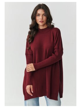 Makadamia Makadamia Sweter S164 Bordowy Oversize