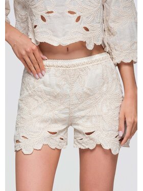 Ombre Ombre Szorty materiałowe OW-ST-E0024 Beżowy Relaxed Fit