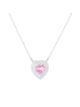 ICED STUFF ICED STUFF Κολιέ Love Heart Pink Λευκόχρυσο