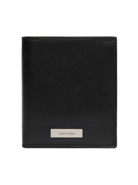Calvin Klein Calvin Klein Голям мъжки портфейл Plaque Ns Slim Trifold W/ Coin LV04D1068G Черен