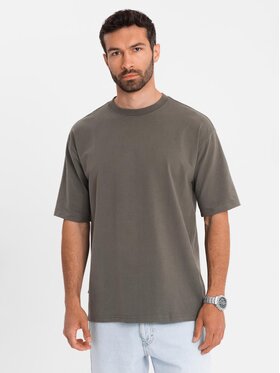Ombre Ombre T-Shirt OM-TSBC-0234 Zielony Loose Fit