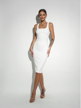 LilaLou LilaLou Sukienka dzianinowa Lena Biały Slim Fit