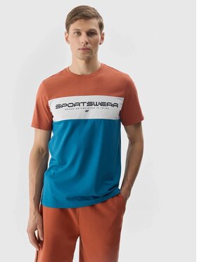 4F 4F Tričko 4FWSS24TTSHM1326-81S Hnedá Regular Fit