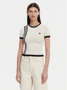 adidas adidas T-Shirt Knitted 3-Stripes JJ0961 Beige Slim Fit