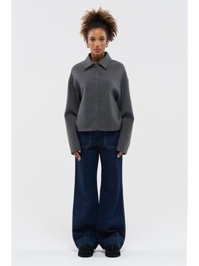 BENU BENU Kurtka bomber Wełniana AW25 Szary Oversize