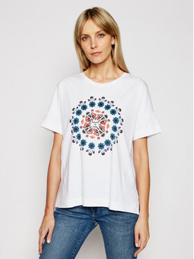 Desigual Desigual T-Shirt Galactic Now 21SOTK26 Biały Oversize