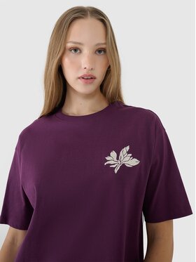 4F 4F T-Shirt 4FWSS25TTSHF1996-50S Fioletowy Oversize