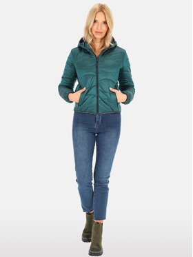 Perso Perso Zimné bundy krótka z kapturem Zelená Regular Fit