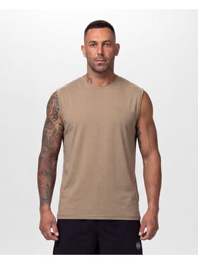 PITBULL PITBULL Koszulka techniczna Casual Sport SMALL LOGO II Brązowy Regular Fit