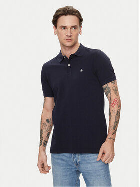 United Colors Of Benetton United Colors Of Benetton Тениска с яка и копчета 3089J3179 Тъмносин Regular Fit