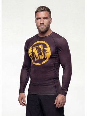 PITBULL PITBULL Koszulka techniczna LOGO PALMS Brązowy Regular Fit