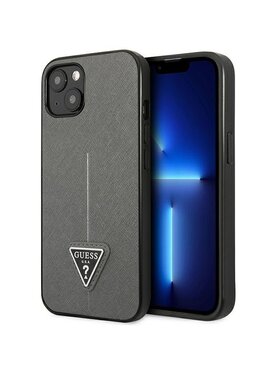 Guess Guess Etui na telefon Saffiano Triangle Logo Case Srebrny