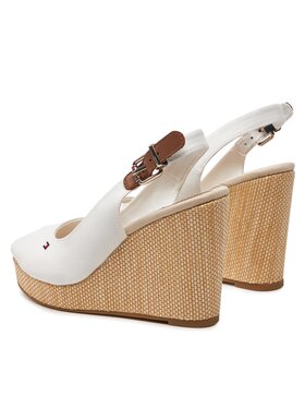 Tommy Hilfiger Sandale Iconic Elena Sling Back Wedge FW0FW04789 Écru