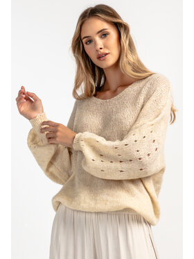 Fobya Fobya Sweter F1896 Beżowy Basic Fit