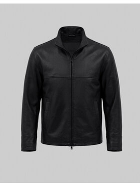 Borgio Borgio Kurtka skórzana itri_c Czarny Slim Fit
