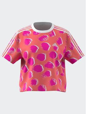 adidas adidas Marškinėliai Essentials 3-Stripes Single Jersey Crop Top IC6861 Oranžinė Loose Fit