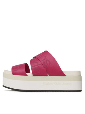 Calvin Klein Jeans Natikači Flatform Sandal Webbing YW0YW00966 Roza