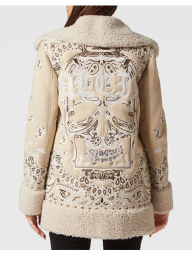 PHILIPP PLEIN PHILIPP PLEIN Kožený plášť 4503 Béžová Loose Fit