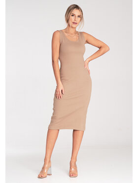 FIGL FIGL Sukienka codzienna M1053 Beżowy Fitted Fit