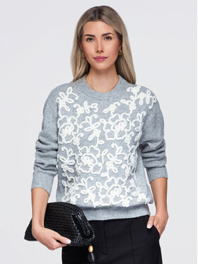 Ombre Ombre Sweter OW-SW-E0036 Szary jasny Regular Fit