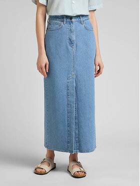 Lee Lee Spódnica maxi ULTRA LONG SPLIT Niebieski Regular Fit