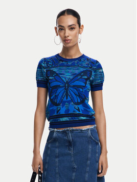 Desigual Desigual Pulover Butterfly 24WWTK08 Albastru Regular Fit