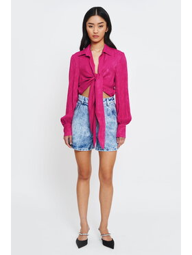 BENU BENU Bluzka Wiązana Różowy Slim Fit