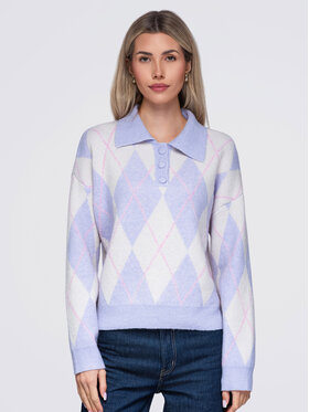 Ombre Ombre Sweter OW-SW-E0030 Fioletowy Relaxed Fit