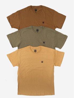 Jigga Wear Jigga Wear Komplet 3 t-shirtów Korona Brązowa / Beżowa / Zielona Jigga Wear Mini Crown XXL Beżowy Regular Fit