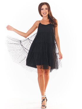 Awama Awama Sukienka letnia A356 Czarny Basic Fit