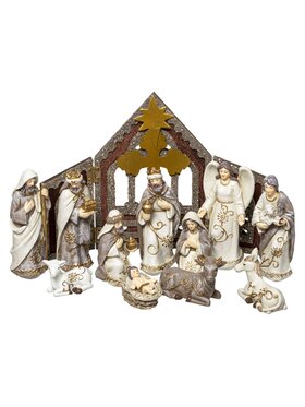 MIAhome MIAhome Figurka szopka NATALE 11 elementów, 25x18 cm Brązowy