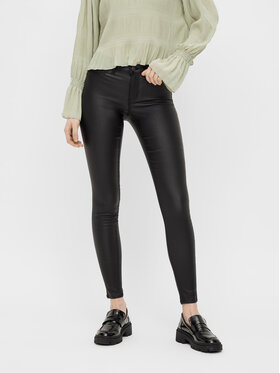 Pieces Pieces Kalhoty z imitace kůže Shape-Up 17108412 Černá Skinny Fit