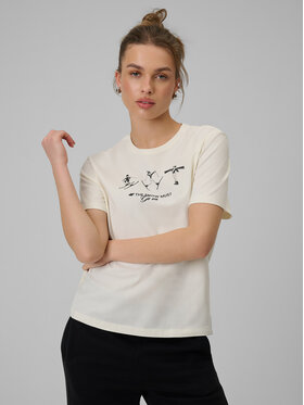4F 4F T-Shirt WINTER CLUB Kremowy Regular Fit