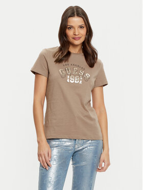 Guess Guess Tričko V5RI06 I3Z14 Hnedá Regular Fit